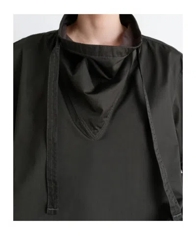 Lemaire Blouse With Drawstring Neck And Long Sleeves In Black
