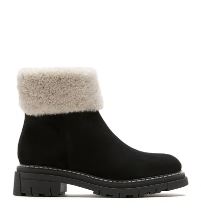 La Canadienne Dwayne Waterproof Genuine Shearling Cuff Bootie In Black
