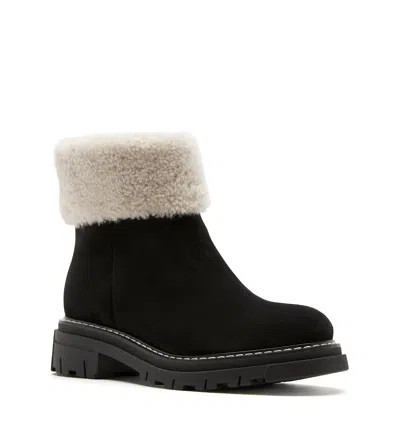 La Canadienne Dwayne Waterproof Genuine Shearling Cuff Bootie In Black