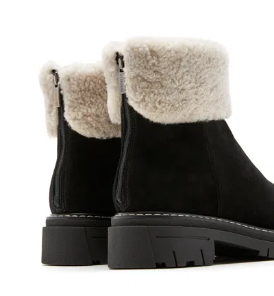 La Canadienne Dwayne Waterproof Genuine Shearling Cuff Bootie In Black