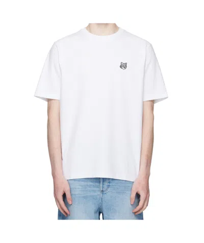 Maison Kitsuné T-shirt In Cotone Bianco Con Logo Maison Kitsune In White