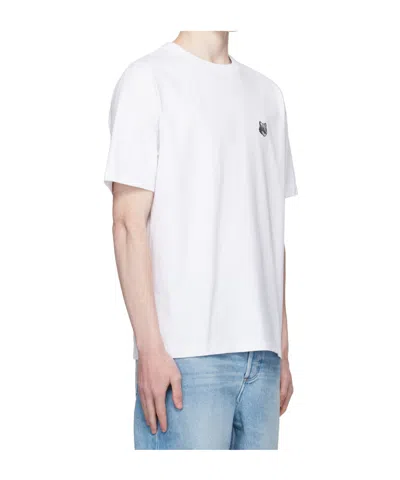 Maison Kitsuné T-shirt In Cotone Bianco Con Logo Maison Kitsune In White