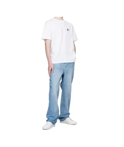 Maison Kitsuné T-shirt In Cotone Bianco Con Logo Maison Kitsune In White