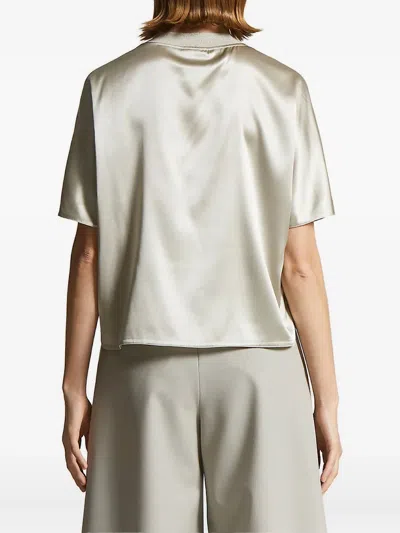 Peserico Satin-trimmed Boxy Top In Gray