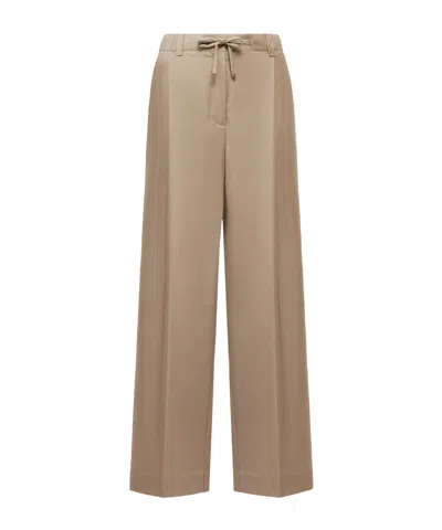 Moncler Wool Gabardine Tailored Pants In Brown