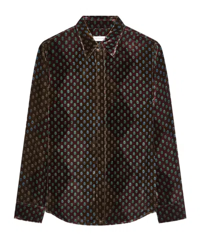 Dries Van Noten Printed Argyle-pattern Shirt In Brown