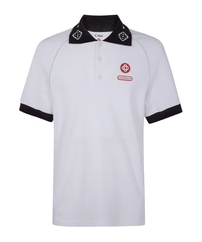 Casablanca Piqu Cotton Polo Shirt In White