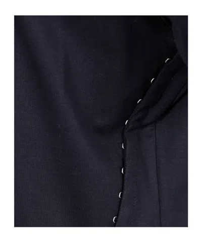 Mugler Short Sleeve Round Neck Top With Studs In Blue