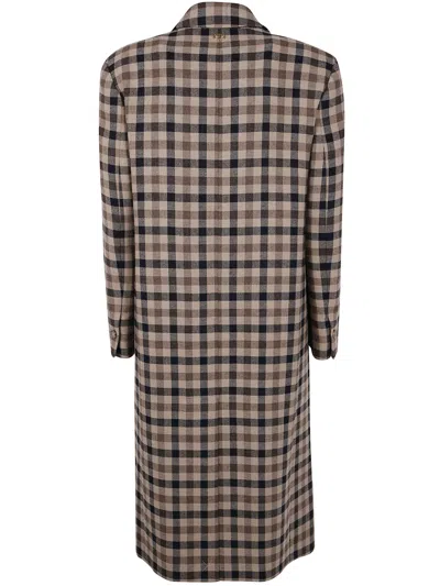 Twinset Twin-set Classic Check Coat In Brown
