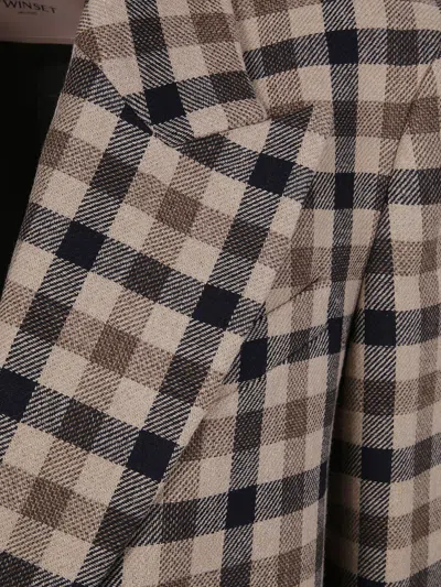 Twinset Twin-set Classic Check Coat In Brown