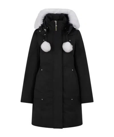 Moose Knuckles Stirling Down Parka With Genuine Shearling Trim In Black