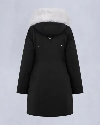 Moose Knuckles Stirling Down Parka With Genuine Shearling Trim In Black