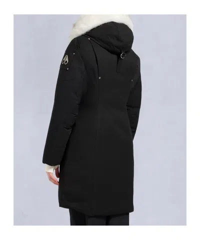 Moose Knuckles Stirling Down Parka With Genuine Shearling Trim In Black