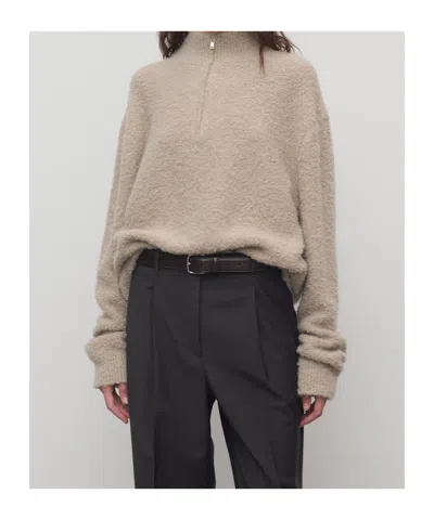 The Row Lethara Cashmere, Alpaca And Silk Sweater In Neutral