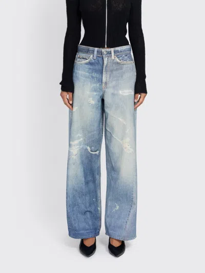 Our Legacy High Waist Boyfriend Jeans With Distressed Finish In Blue