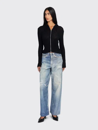 Our Legacy High Waist Boyfriend Jeans With Distressed Finish In Blue