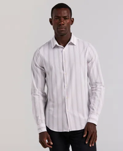 Perry Ellis Men's Ombre Stripe Long Sleeve Slim Fit Shirt In White