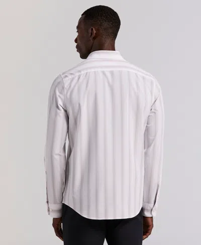Perry Ellis Men's Ombre Stripe Long Sleeve Slim Fit Shirt In White