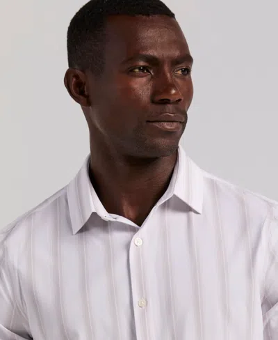 Perry Ellis Men's Ombre Stripe Long Sleeve Slim Fit Shirt In White