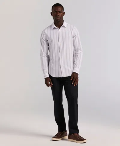 Perry Ellis Men's Ombre Stripe Long Sleeve Slim Fit Shirt In White