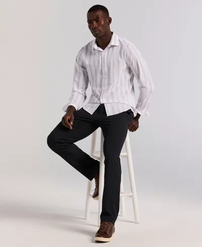 Perry Ellis Men's Ombre Stripe Long Sleeve Slim Fit Shirt In White