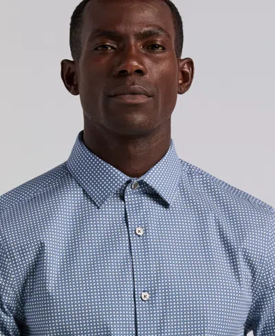 Perry Ellis Men's Tile Geo Print Cotton Shirt In Blue