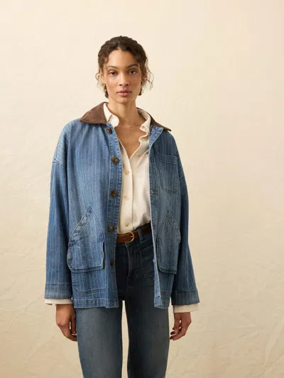 Faherty Sunwashed Denim Barn Jacket In Blue