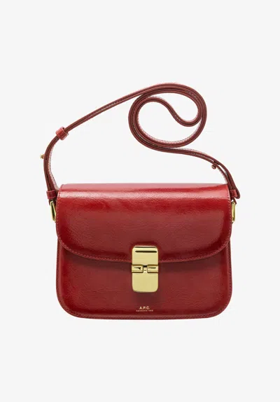 Apc A.p.c. Compact Grace Cross-body Bag With Magnetic Flap Closure In Burgundy