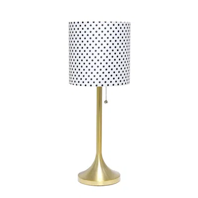 Hivvago 21" Gold Metal Table Lamp With White Drum Shade In Multi