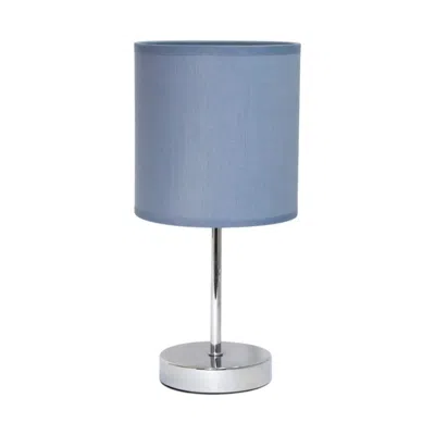 Hivvago 12" Silver Metal Table Lamp Led With Purple Drum Shade In Blue