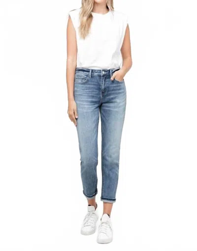 Vervet By Flying Monkey Skeeter Cuffed Boyfriend Denim In Medium Wash In Blue