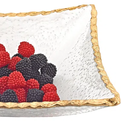 Hivvago 7 Hand Decorated Edge Gold Leaf Square Candy Or Serving Bowl In Multi