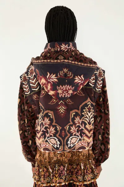 Farm Rio Womens Winter Ainika Brown Winter Ainika Floral-print Padded Jacket In Animal Print