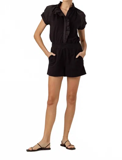 Sundays Clemence Button Front Romper In Black In Black