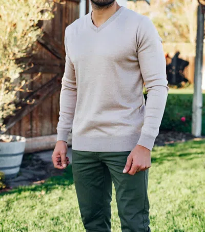 Weiv Soft Touch Chadwick V-neck Dress Sweater In Beige In Neutral