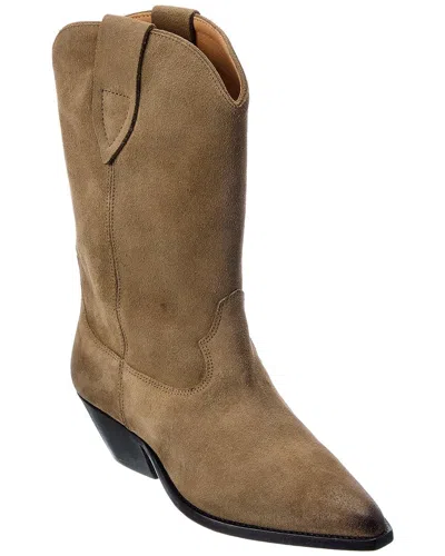Isabel Marant Duerto Embroidered Suede Cowboy Boots In Brown