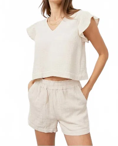 Rails Miley V-neck Short-sleeve Cotton Top In Neutral