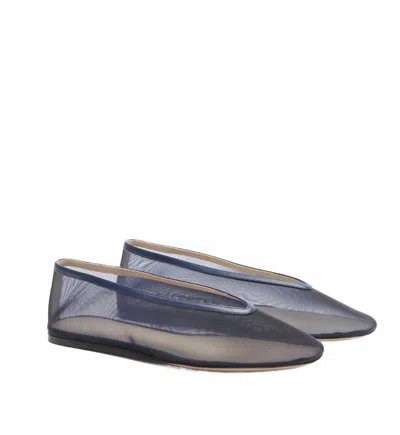 Le Monde Beryl Luna Leather-trimmed Mesh Ballet Flats In Blue