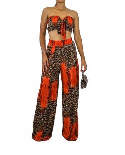 Surelymine Leopard Color Block Pant Set In Multi In Multi