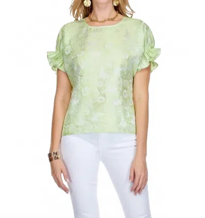 Jade Shirred Sleeve Crop Top In Lime In Green