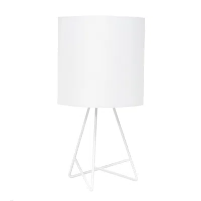 Hivvago 14" White Metal Tripod Table Lamp Led With White Drum Shade In White