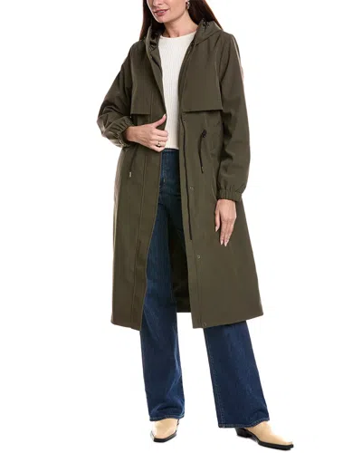 Tahari Amelia Long Raincoat In Green
