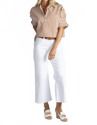 Ag Saige Mid Rise Wide Leg Cropped Jeans In Gallery White