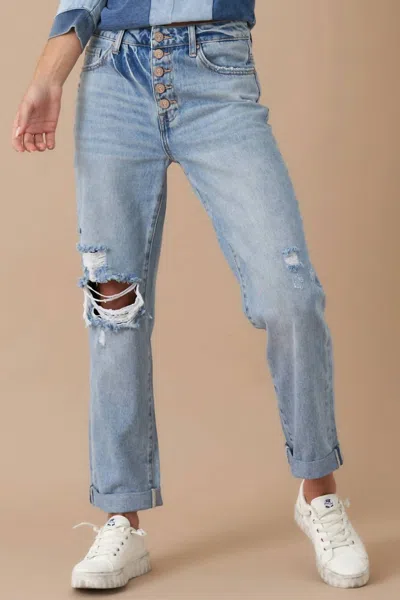 The Denim Lab Cuffed Cuties Rolled Up Boyfriend Jeans In Light Vintage In Blue