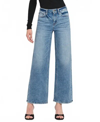 Flying Monkey High Rise Wide Leg Jeans In Elbe River In Blue