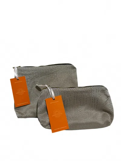 Sunsets Of Naples Make Up Bags Set In Brown Print In Gray