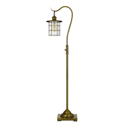Hivvago 60" Brass Traditional Shaped Floor Lamp With Bronze Transparent Glass Drum Shade In Metallic
