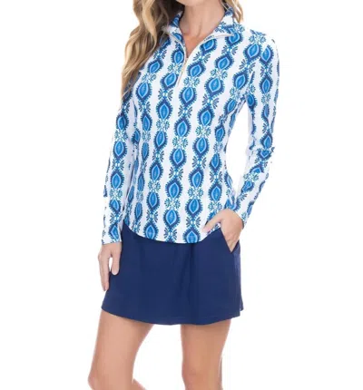 Cabana Life Performance Zip Top In San Sebastain In Blue