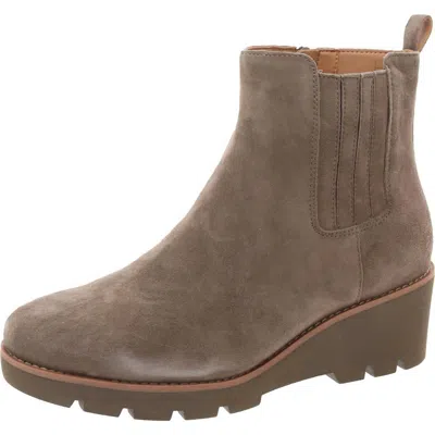 Vionic Women's Aria Wedge Ankle Boot In Stone In Brown