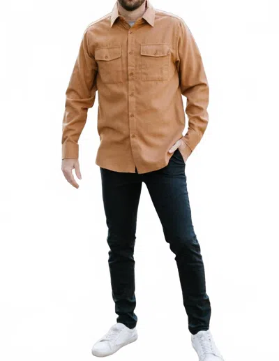 Weiv Long Sleeve Button Down Flannel In Camel In Brown